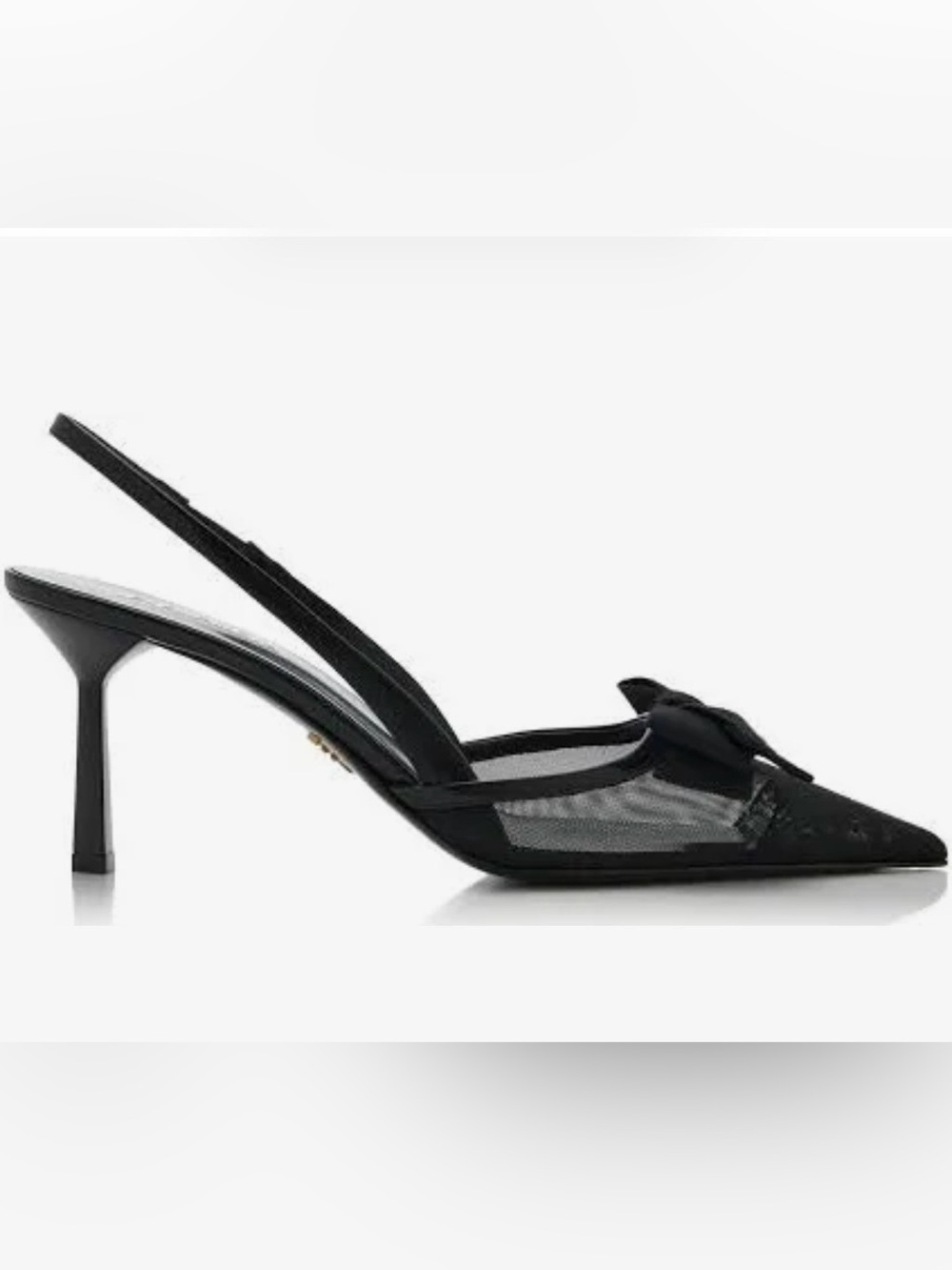 Prada - Bow-Detailed Mesh Slingback Pumps - Black 37.5